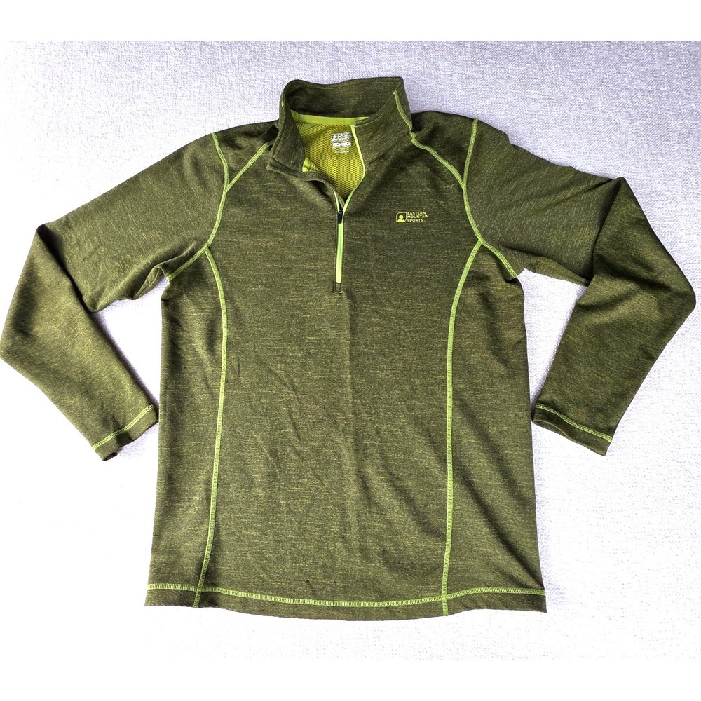 Eastern Mountain Sports Techwick 1/4 Zip Pullover Mens L Green Heathered Poly